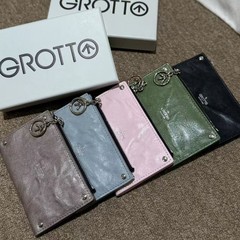 GROTTO 新しいクラシックシープスキンショートウォレット手作り本革マルチカードスロットカードホルダーカードバッグカップルギフト