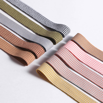 彩色千鸟格加厚织带蝴蝶结发饰diy服装草帽装饰礼盒花束包装丝带|ms