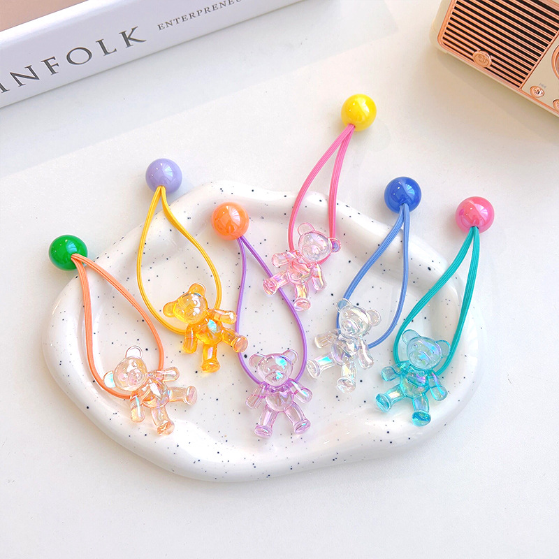 ins少女心亞克力透明小熊發繩糖果卡通發圈韓國網紅髮飾頭繩皮筋
