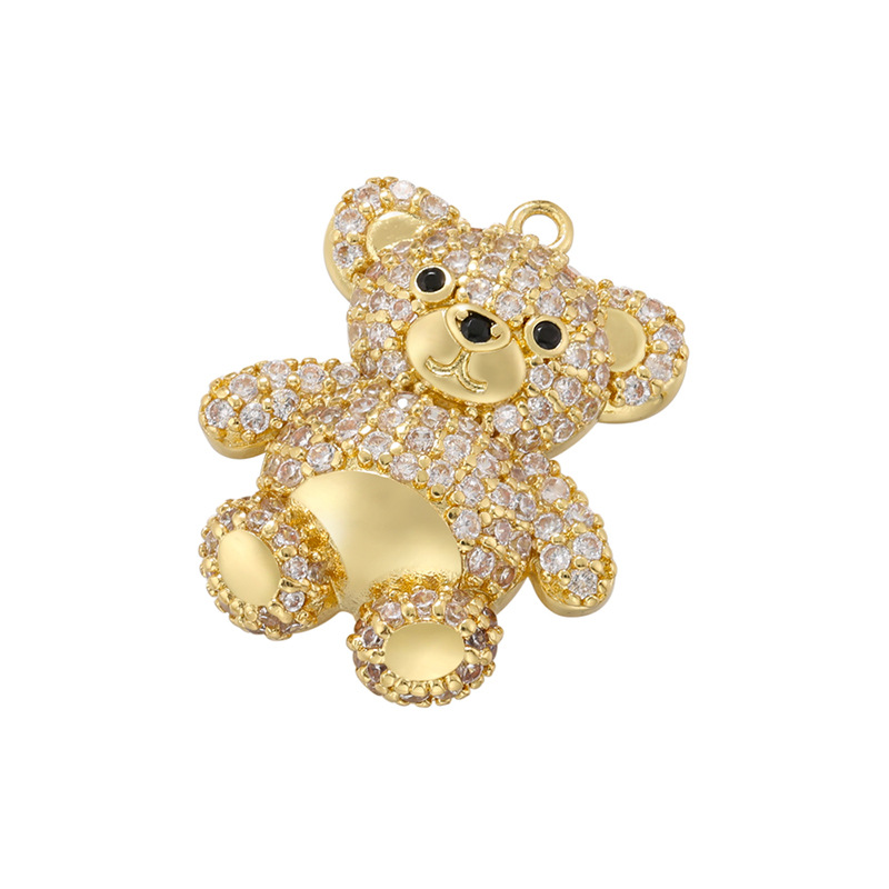 6g Weight 18K Gold Plated Plating Material Zircon Inlay Material 1 Piece Copper Zircon Bear