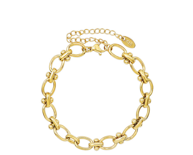 0.03µm-0.05µm Gold Plating Thickness PVD Coated Real Gold Plated 18K Gold Geometric 304 Stainless Steel Fashion Waterproof Non Tarnish 304 Stainless Steel Bracelets