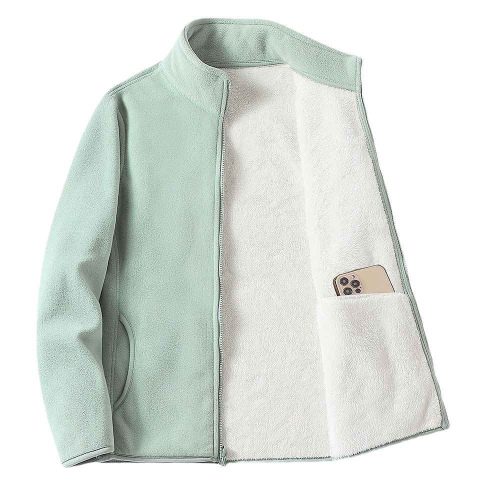 Outdoor Leisure Warm Double-sided Wear Men's and Women's Couple's Fleece Clothes Autumn and Winter Lamb Fleece Collar Cardigan Sweater Liner