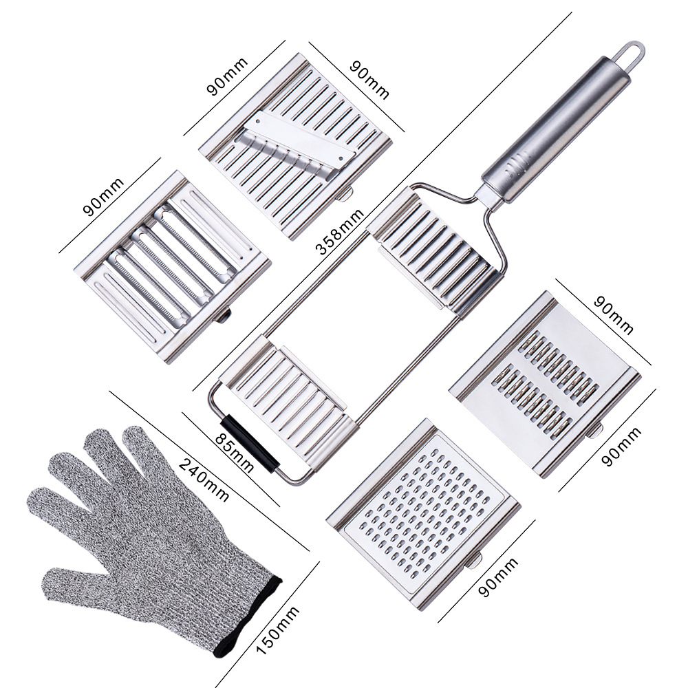Protector de mano de acero inoxidable patata vegetal rábano papas fritas multifunción rallador cortador de verduras