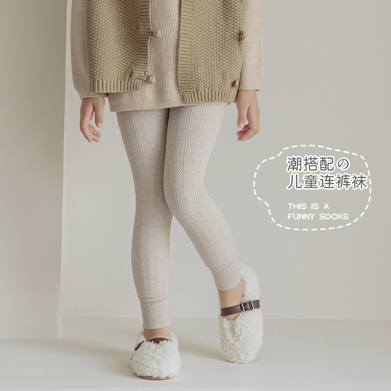 Niña otoño invierno pantalones gruesos nueve docenas retro más terciopelo cálido torsión de punto niña pantalones de bebé