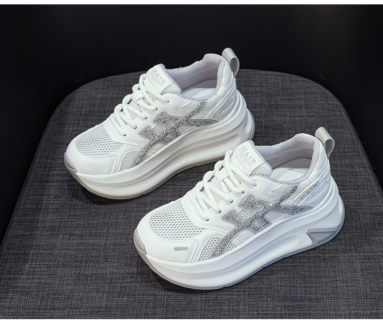 Giày sneaker nữ đế dày tăng chiều cao lưới thoáng khí mùa hè phong cách thể thao — M2916-2 Vàng kem, M2916-2 Xám kem, M2916-2 Xám chi tiết 13