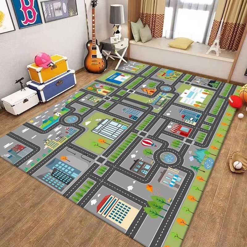 クロスボーダー子供用カーペットクリスタルベルベット駐車場クライミングマットゲーム交通道路フロアマット早期教育幼稚園カーペット|undefined