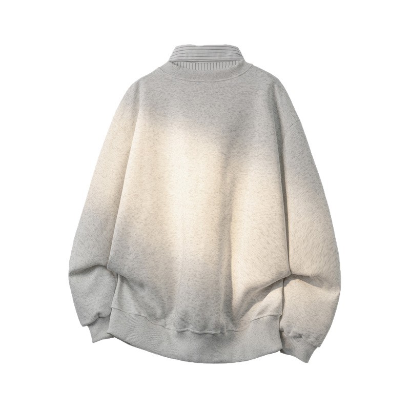 Sweat-shirt rayé à col en V, T-shirt à manches longues polyvalent pour homme, Haut de base haut de gamme_voghion.com