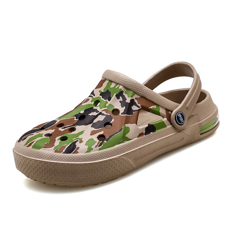 2025 verano pareja agujero zapatos sandalias de camuflaje casuales para hombres zapatillas respirables zapatillas de jardín con almohadillas de aire para mujeres
