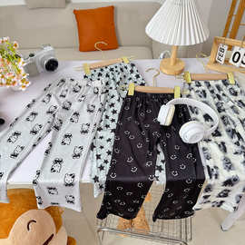 2025女宝宝时尚冰丝喇叭裤夏季新款女童洋气小女孩修身长裤潮童装