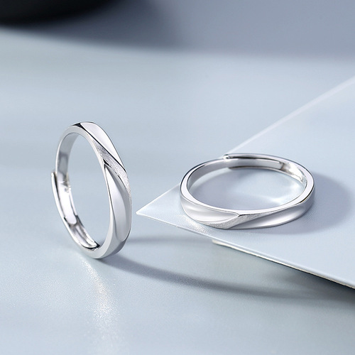 Korean fashion couple ring sterling silver pair creative frosted ins pair ring men and women niche simple ring gift