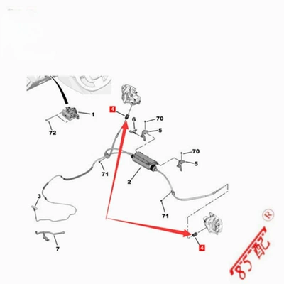 Hand brake line clip Other brake systems