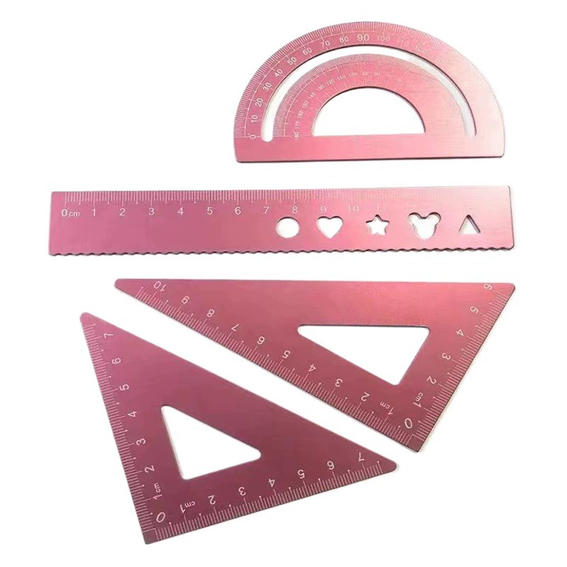 Линейка из алюминиевого сплава набор из четырех предметов Лазерная надпись ученики начальной и средней школы инструменты для рисования треугольная линейка костюм для рисования