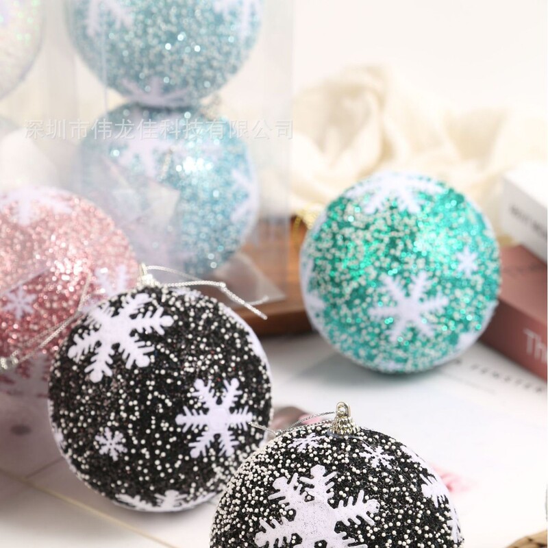 自社生産と販売のクリスマスツリー装飾ボールペンダント10cmクリスマスパーティースノーフレークペンダントボールクリスマスボールセットボックス|undefined