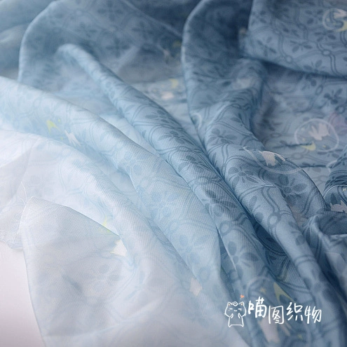Genuine multicoloured shiffon Hanfu, cloth, gradient