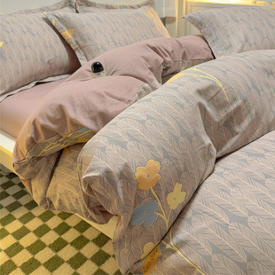 60-Count Duvet Cover Single Piece Pure Cotton Brushed Thickened Duvet Cover for Single Student 1.5m 2.2m Piece Set 3