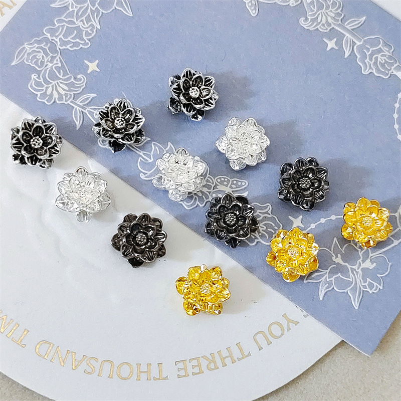 Xizang silver lotus beaded alloy beaded bracelet beaded material lotus bodhi beads cultural play accessories diy ancient silver