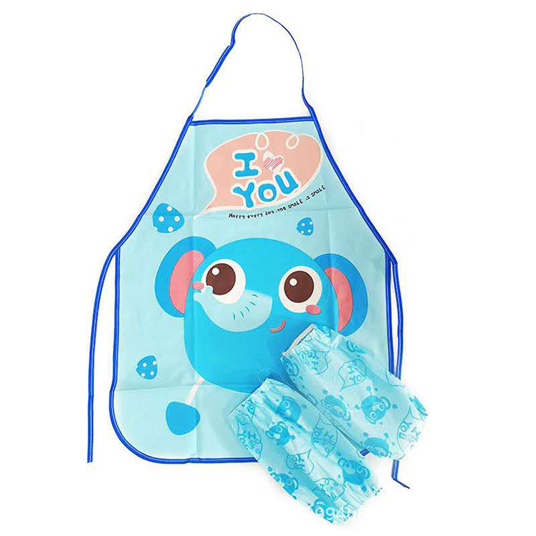 어린이 앞치마 + 소매 _ 블루 코끼리
