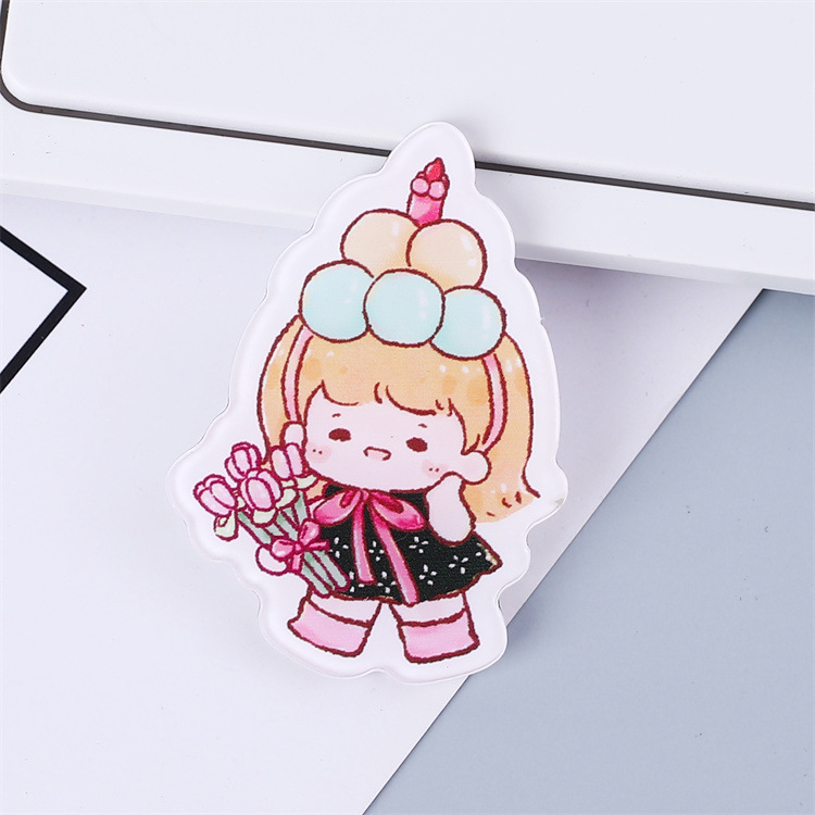 落書き風船女の子アクリルブローチクリエイティブ漫画かわいいバッジ装飾バッグパッチストラップ小物|undefined