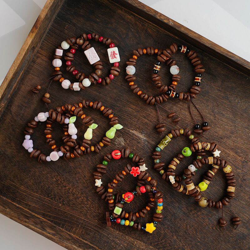 Hot-Selling Manufacturer Wholesale Real Coffee Bean Bracelet, Very Refreshing Coffee Flavor Jingdezhen Beaded Bracelet, Men's and Women's Hand Jewelry