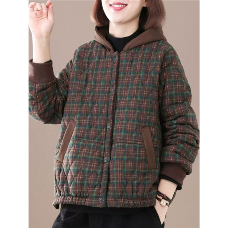 Dropshipping Autumn and Winter Hooded Loose Warm Casual Lightweight Cotton Coat for Women Winter Mom Retro Fashion Jacket Dropshipping Autumn and Winter Hooded Loose Warm Casual Lightweight Cotton Coat for Women Winter Mom Retro Fashion Jacket