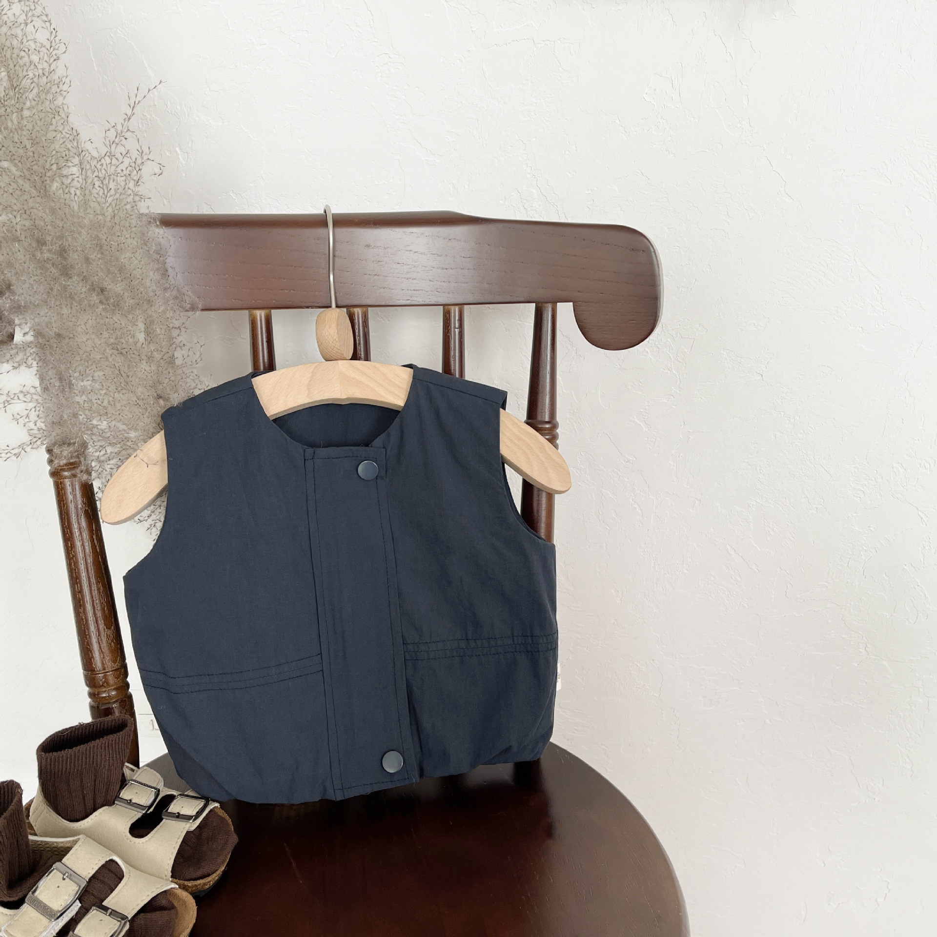 Bebé estilo coreano Chaleco de los niños retro todo a juego Chaleco de primavera niños y niñas estilo coreano estilo occidental corto desgaste exterior chaleco