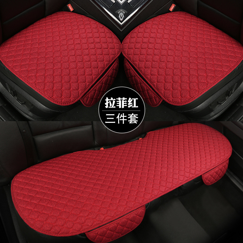 (2개) 국경 간 카시트 쿠션 사계절 통기성 비 슬립 단일 3 피스 린넨 유니버설 시트 쿠션 제조업체를 대신하여