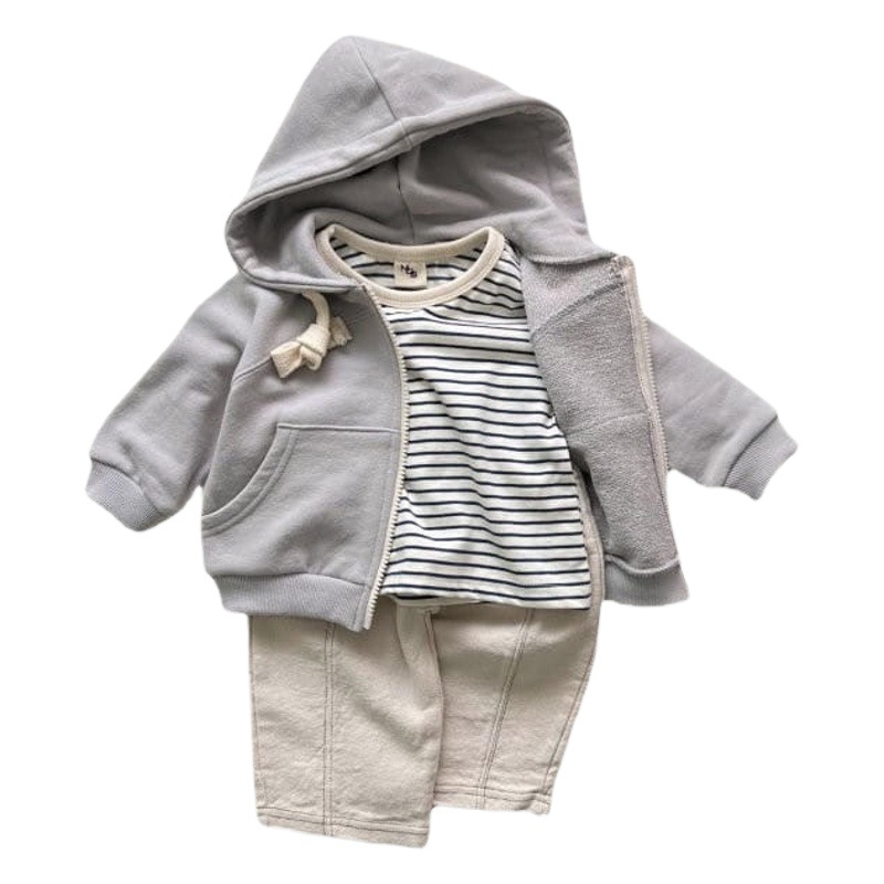 Abrigo de las niñas otoño bebé suéter con capucha estilo coreano bebé niñas cremallera con capucha abrigo otoño suéter de los niños