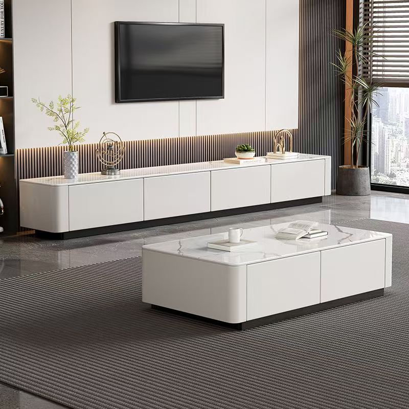 Italian Minimalist Living Room Home Slate Coffee Table Tv Cabinet Combination Small Apartment Simple New Style All Solid Wood Storage Cabinet