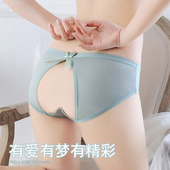 內褲女2021新款時尚開檔蝴蝶結網紗少女免脫性感三角褲916