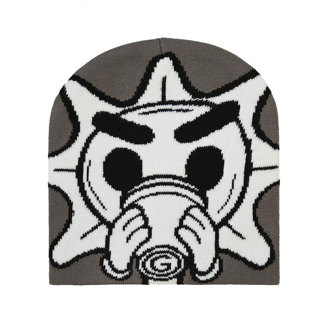 2025 modelos de otoño e invierno estilo europeo y americano transfronterizo moda salvaje frío y cálido patrón de dibujos animados patrón jacquard sombrero al por mayor