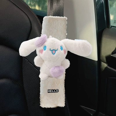 Car Shoulder Pads, Cute Big-Eared Seat belt shoulder pad - teddy-velvet-purple-plush-doll-shoulder-pads