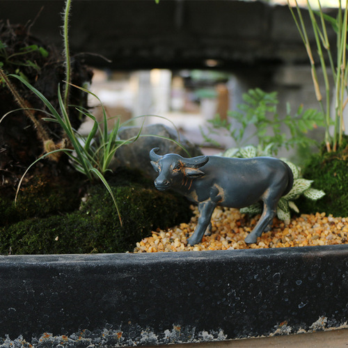 Animal buffalo ornaments micro landscape bonsai landscaping decorations flower pots courtyard rockery flowing water decoration home accessories