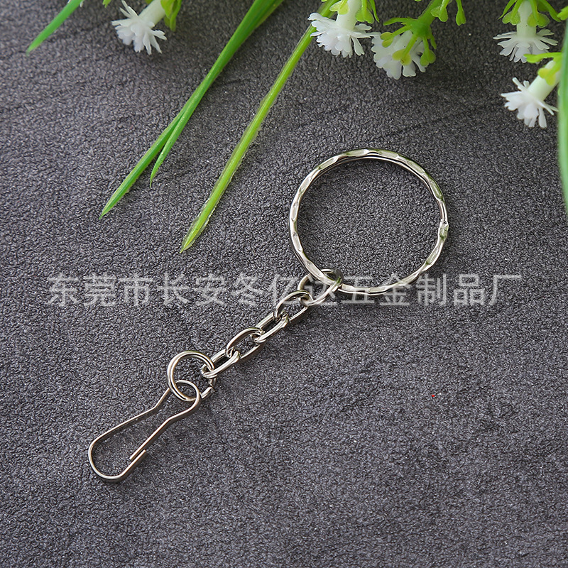 卸売り現物金属キーホルダーとチェーン25mm花輪4節フラットチェーンキーリングペンダント|undefined