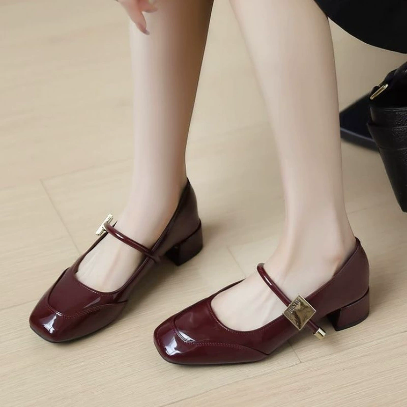  Footwear, red shoes for leather shoes, genuine leather, autumn, french style