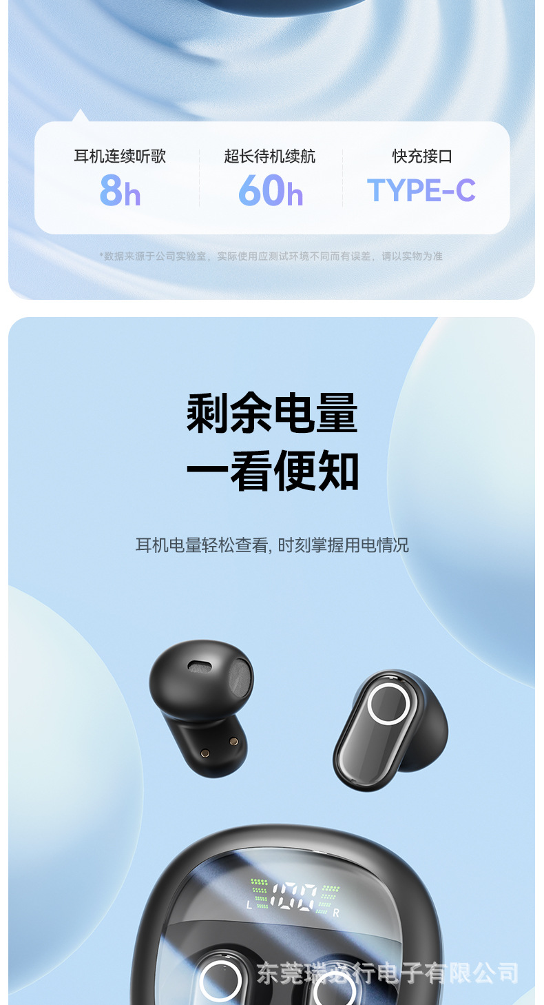Amazon grenzüberschreitende Bluetooth-Kopfhörer Kurzbügel In-Ear hochwertige hochwertige Geräuschunterdrückung Kopfhörer elektrolytisch beschichtet digitales Display