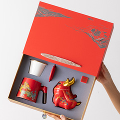 陶瓷杯公司年會禮品logo送客戶套裝企業活動龍年新年商務伴手禮