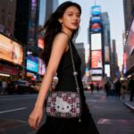 斜挎包女新款百搭休闲粉色可爱卡通闪钻包女斜挎包百搭手机便携包