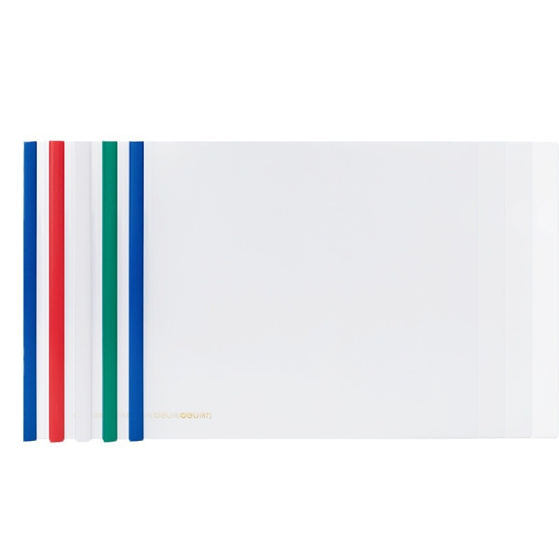 Deli 63101 horizontal A4 tire barra informe carpeta triángulo tire barra carpeta transparente estudiante prueba Carpeta de papel