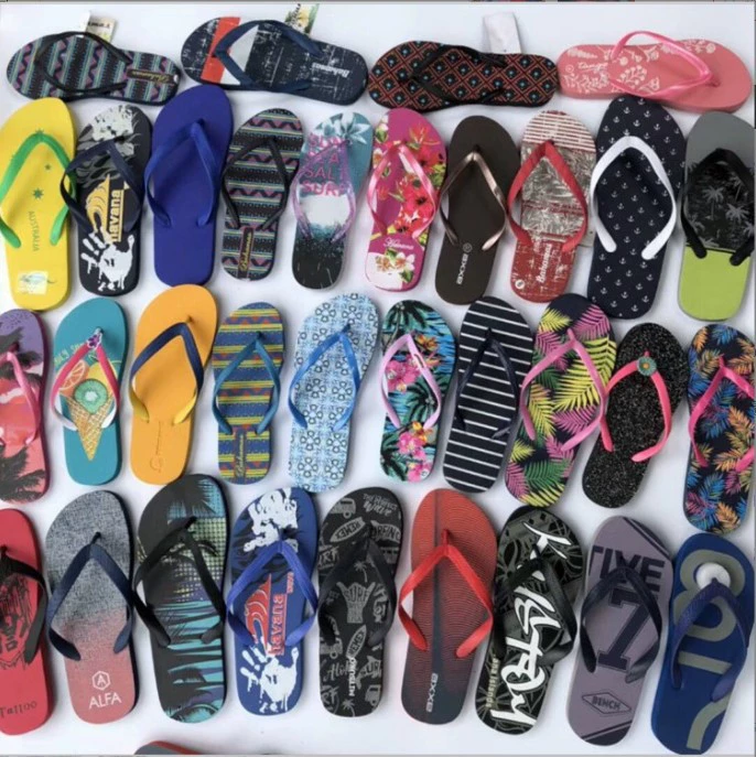 Multicoloured non-slip flip flops, beach slippers for bath, for beloved