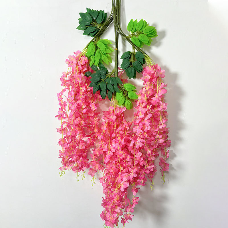 Explosiones transfronterizas simulación de flores de wisteria encriptada decoración de bodas colgantes flores de frijoles falsas flores de viña pasarela colgantes flores de wisteria