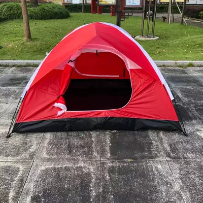 Factory direct double-layer manual camping tent double rainproof sunscreen camping tent night fishing advertising double-layer tent (Çadırlar) - red-double