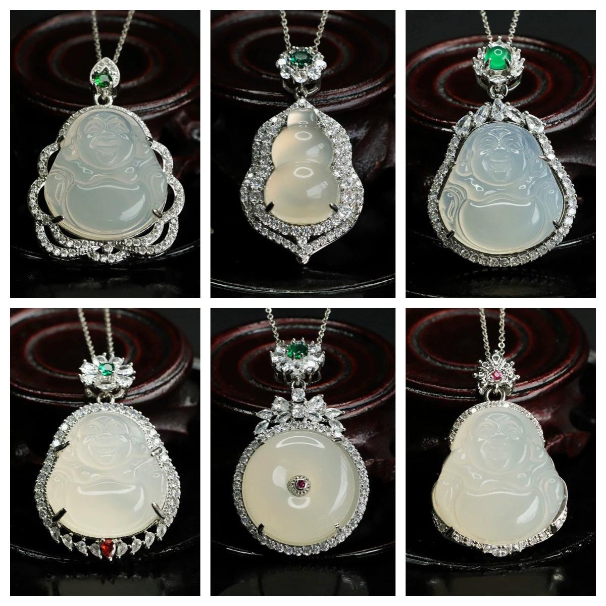 Ожерелье-подвеска из белого халцедона Aiyu в форме тыквы, агатовое, с изображением Будды, для женщин, оптом, дропшиппинг AY4090403L