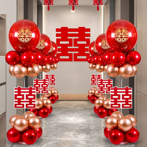 Rural outdoor wedding pillar road guide balloon wedding exterior layout decoration wedding room floor floating set wedding supplies