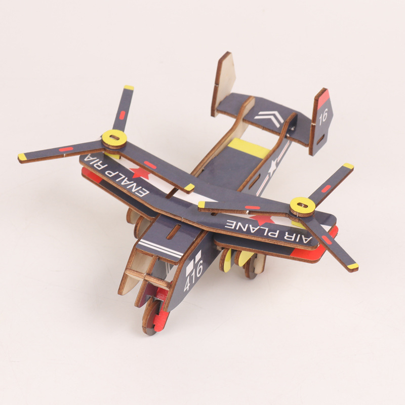 Modelo de ensamblaje de aviones 3D de madera para niños rompecabezas de desarrollo rompecabezas de juguete DIY ensamblaje de aviones rompecabezas tridimensional