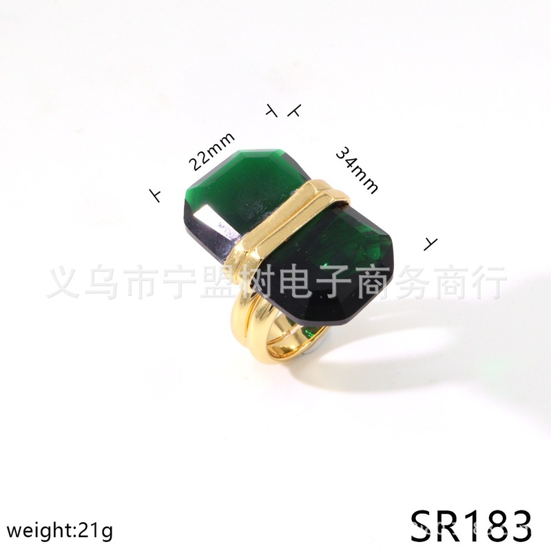 【新品】LUCENT彩色水晶多面切割八角型水滴形钻手镯戒指耳钉套装|undefined