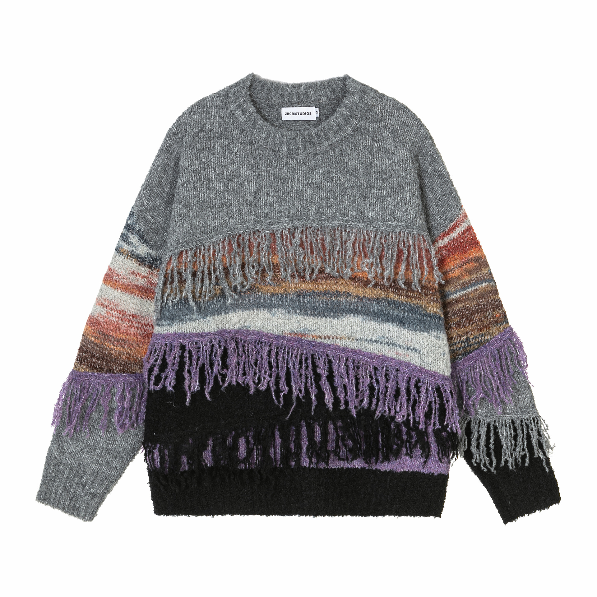 Herrenbekleidung 2024 neuer High Street-Pullover aus amerikanischem Teddyfleece mit Quaste, farblich passendem Design für Männer und Frauen_voghion.com