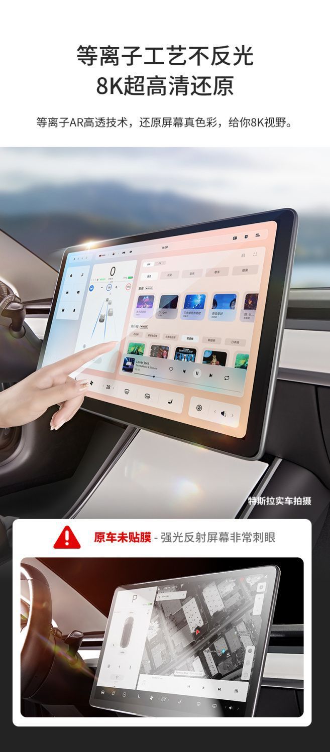Suitable for Tesla's New Version Model 3/Y Central Control Film Screen Tempered Film Interior Navigation Modification Accessories
