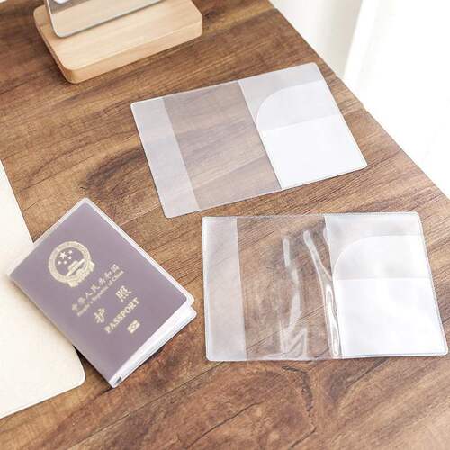 Korea travel transparent bag waterproof frosted passport bag protective cover travel multi-functional clip couple ID cover leather