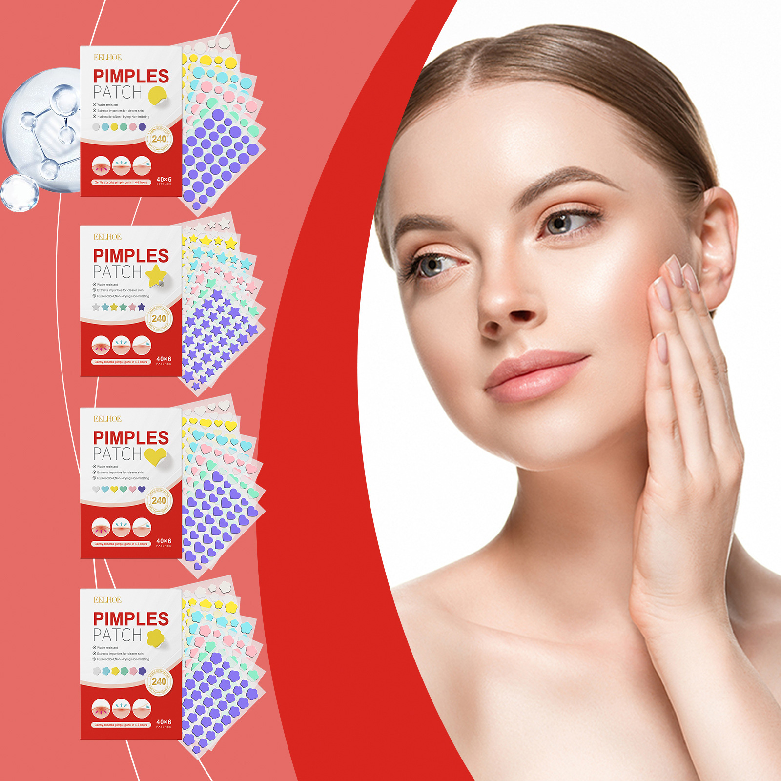 Eelhoe Salicylic Acid Acne Patch Gentle Cleansing Facial Skin Moisturizing Acne Skin Portable Care Patch