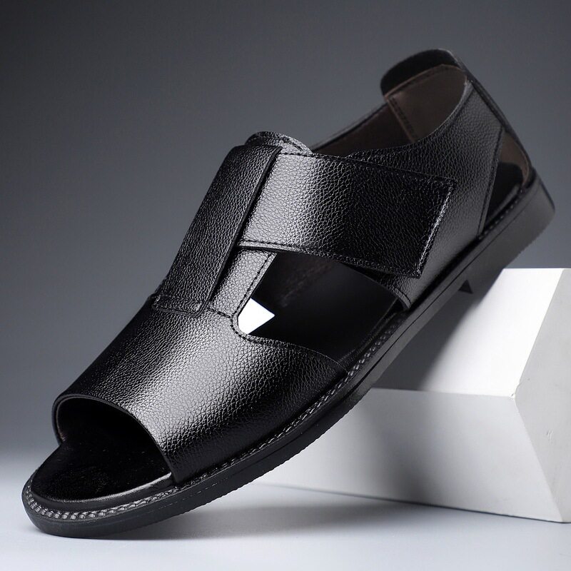 Sandal nam quai dán hở ngón chống trượt kiểu La Mã đi biển — Màu nâu, màu đen